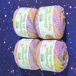 4 NEW Lion Brand Cover Story Dreamland Yarn Fairy Garden Smoke Free Plush